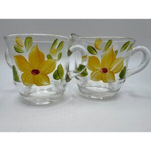 Vintage Bartlett Collins Creamer Sugar Bowl Yellow flowers Gay Fad 50’s Vtg